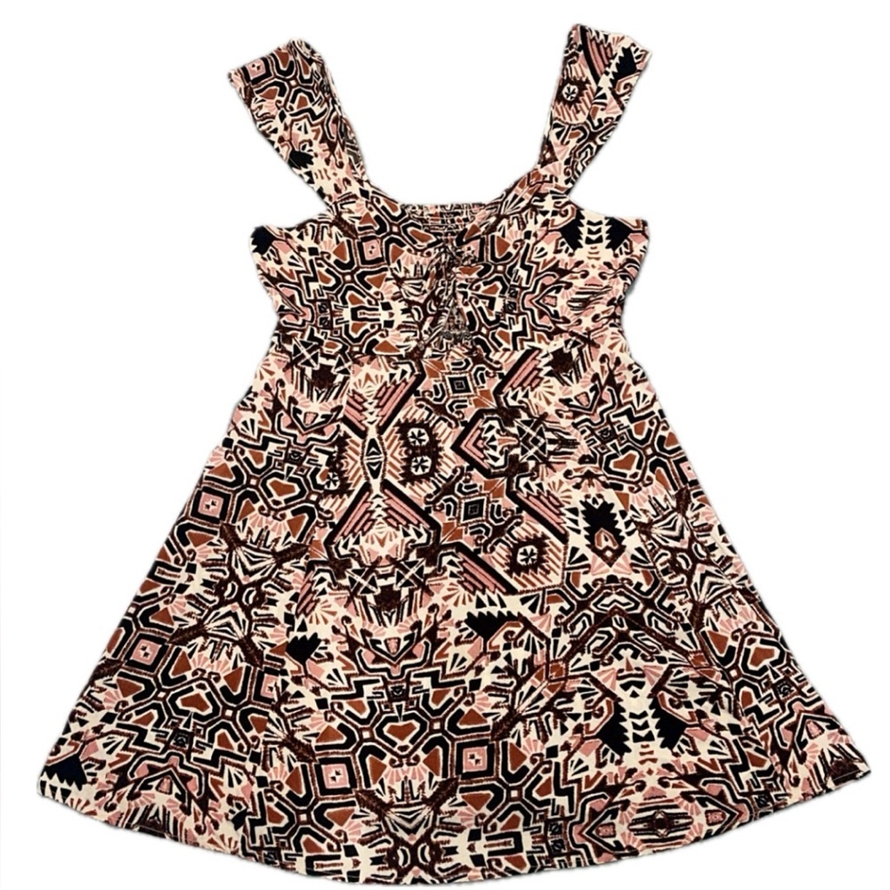 Xhilaration XL Sundress Tribal Print Sweetheart Neckline Tie Front NWOT